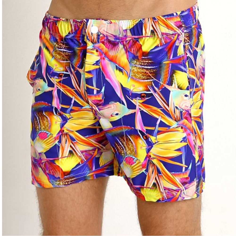 LASC XL Swim Short Magenta Fish NWT Malibu Print